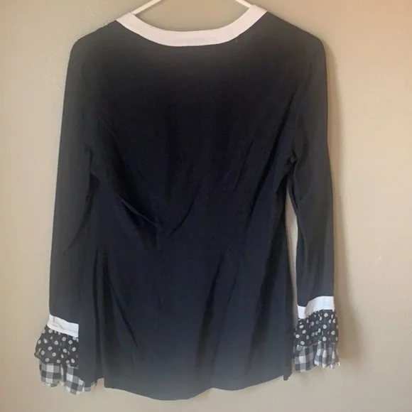 Versace Vintage Black with Polka Dot and Plaid accents Blouse - Picture 6 of 8